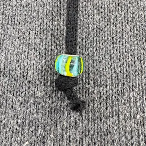 Hooded Sweater Gray Green Color Block Pocket Beads Toggle Button Boho Asymmetric thumbnail 10