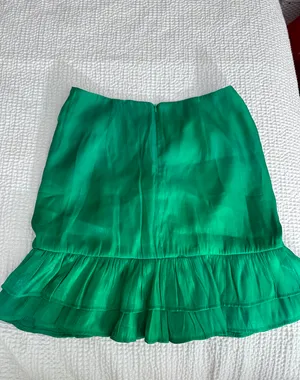 Lovers + Friends metallic emerald satin strapless top thumbnail 3