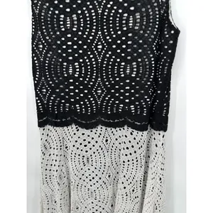 Betsey Johnson Crochet Lace Dress Size 14 Boho Romantic Feminine‎ Black Ivory thumbnail 5