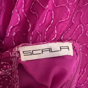 Vintage 80s Scala Beaded Sequin Cocktail Party Dress Fuschia Pink Size‎ PXL thumbnail 8