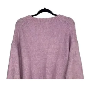 ZARA Oversized Ribbed Hem Long Sleeve Round Neck Pullover Sweater M Purple thumbnail 6