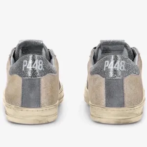 P448 John Panama‎ Sneakers Women 38 US 7.5 Gold Metallic Distressed Leather thumbnail 15