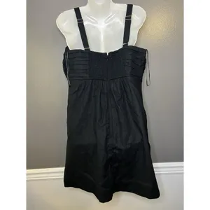 Abercrombie & Fitch Dress Womens Large Tall Black Linen Pleated Sundress thumbnail 6