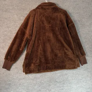 Lularoe Size-M Nancy Half Zip Pullover Chocolate Brown Pockets Sweater thumbnail 2