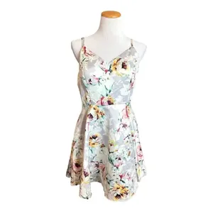Womens City Studio Sleeveless Silver Floral Sweetheart Fit & Flare Dress - Sz 13 thumbnail 3