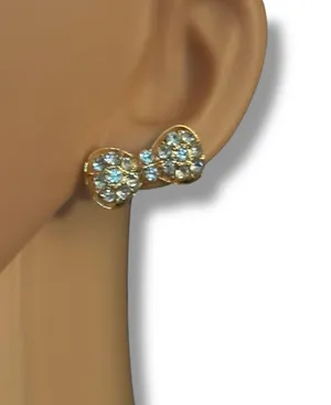 Gold tone pave bow tie bracelet, earrings and ring set thumbnail 2
