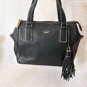 Kate Spade Small Top Zip Alena Black Leather Satchel Shoulder Bag Tassel Fob thumbnail 5