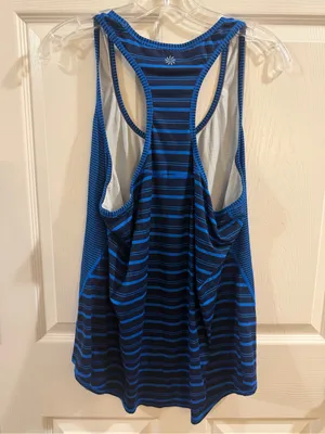 Athleta XL Blue Striped Racerback Tank Top thumbnail 3