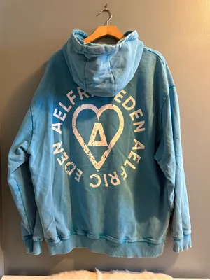 Aelfric Eden Circular Heart Graphic Washed Blue Hoodie thumbnail 1