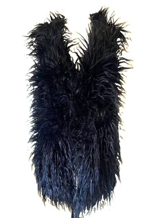 Vera and Lucy Black Shaggy Faux Fur Gilet M/L Glam Rock Alt-Fashion Boho Chic thumbnail 1