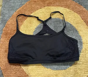 Aerie Black Lace Racerback Athletic Workout Active Sports Bra Size Small thumbnail 1