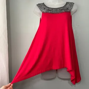 Willi Smith Whimsigoth Sleeveless Top Size Medium Red Going Out Tank Asymmetrical Fairy Chic thumbnail 4