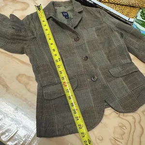 Y2K Gap Women's Brown Patchwork Plaid Herringbone Blazer Jacket Size 6 Earthtone thumbnail 12