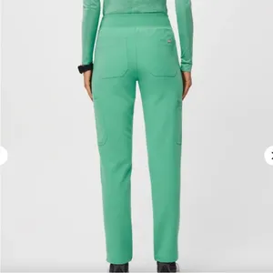 Women New Figs High Waisted Yola Yoga Scrub Pants Surgical Green Plus Size 5XLR thumbnail 3