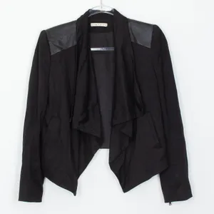 Alice + Olivia Lamb Leather Trim Draped Blazer Jacket Black Womens Size S‎ thumbnail 1