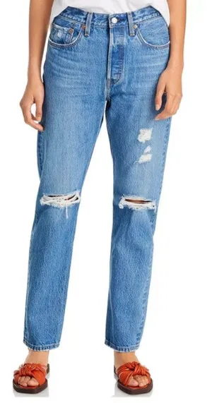 Levi's 501 Original Straight Button Fly Distressed Jeans thumbnail 1