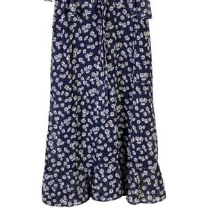 Lulus Anything Lovelier Navy Blue Floral Print Tiered Midi Dress Coastal Size S thumbnail 4