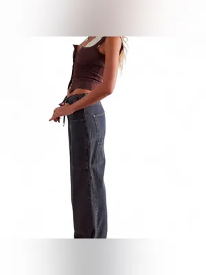 NWOT Free People We The Free CRVY Outlaw Mid-Rise Wide Leg Jeans thumbnail 4