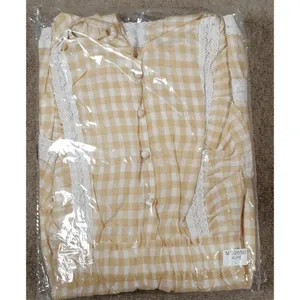 MABLE Gingham Plaid Checkered PeasantRuffle Sleeve Dress Womans Medium thumbnail 10