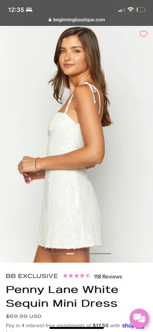 Beginning Boutique White Sequin Mini Dress thumbnail 3