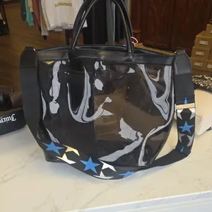 Stylish Black Transparent Tote Bag thumbnail 3
