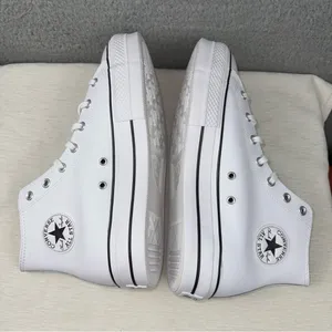 Converse Shoes Womens 12 White Leather Chuck Taylor All Star Platform Sneakers thumbnail 7