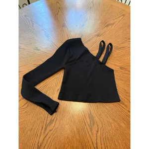 Free People FP Movement One Shoulder Long Sleeve Ribbed Crop Top Black XS/S thumbnail 6