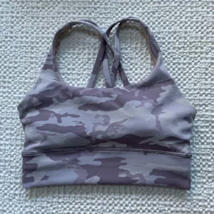 LULULEMON Energy Bra Long Line Ribbed Incognito Camo Iris Violet Verbena Size 4 thumbnail 7