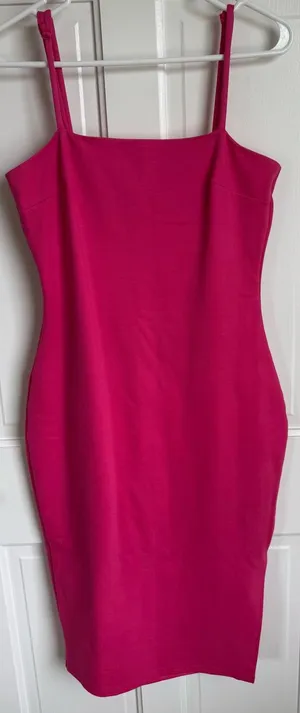 Lulus Hot Pink‎ Bodycon Midi Dress Sleeveless Side Slit Medium thumbnail 1