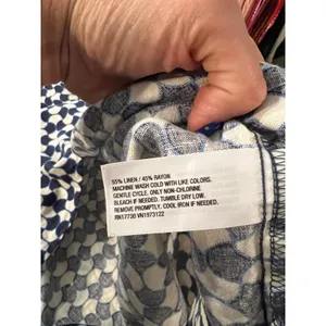 Ava & Viv Blue Linen Blend Mod Retro Print High Neck A Line Dress Size 2X thumbnail 5