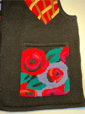 Vintage Lisa Nichols Marisa Christina Heart Rose Knit Sweater Vest Medium Art to thumbnail 7