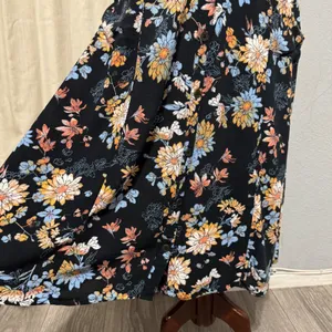 Xhilaration Black Floral Button Front Midi Dress XXL Flutter Sleeve Pockets Boho thumbnail 7