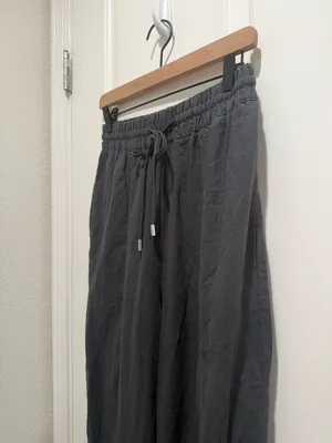 NWT ZARA Linen Blend Drawstring Pants in Charcoal‎ Grey size Small thumbnail 5