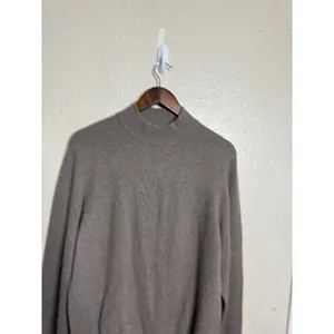 Vintage Charter Club 2-Ply 100% Cashmere Mock Neck Sweater Taupe Womans XL thumbnail 2