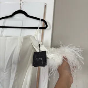 Mac Duggal Long Off Shoulder Feathers Formal Bridal Gown thumbnail 5