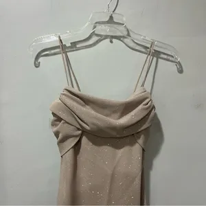 Betsy & Adam by Linda Bernell Sparkly Gold Glitter Formal Dress Size 4 Spaghetti thumbnail 3