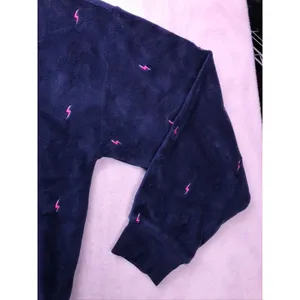 PJ Salvage Pajama Set Women Large Blue Lightning‎ Bolt Fleece Loungewear thumbnail 5