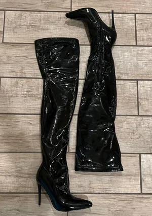 Over The Knee Glossy Stiletto Booth Tight High Boots Ultra High Heel Shoes Pointed Toe thumbnail 4