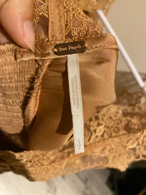 Free People Lace Cami in Warm Caramel, elastic back, size S thumbnail 4