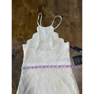 NWT‎ Lulus Bridal Zenith ivory cream Lace Halter Neck Formal Maxi Dress size S thumbnail 8