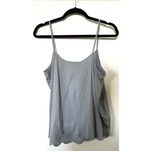 Express Gray Blue Scalloped Sequin Open Back Spaghetti Strap Cami Tank T… thumbnail 3