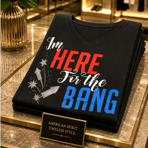 "I'm Here For the Bang" V Neck Tee Shirt 4th of July Black M thumbnail 1