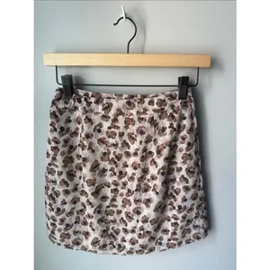 Sage The Label Leopard Print Mini Skirt Brown Pink A-Line Flowy Lined thumbnail 2