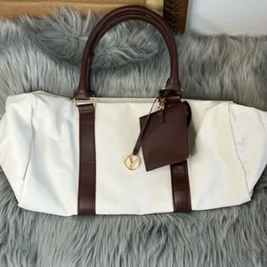 NWT Canvas Weekend Overnight Luggage Bag Brown thumbnail 1