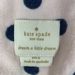 Kate Spade Pink & Black Polka Dot Print Short Belted Bath Robe M thumbnail 5