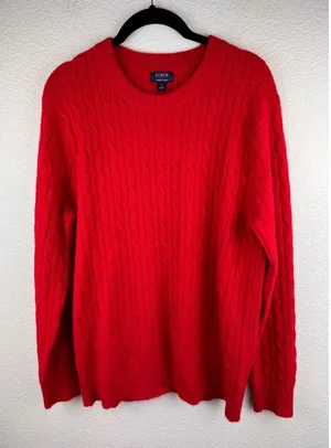 J Crew Cable Knit‎ Wool Sweater Womens Size S Red Holiday Cozy Winter Classic thumbnail 1