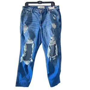 Hollister‎ Women's Cotton Curvy High Rise Mom Distressed Jeans 32 thumbnail 2