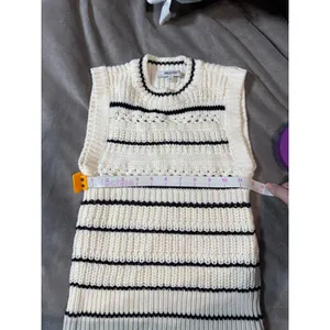 NWB Madewell Size XXS Striped‎ Sweater Vest in 100% Cotton Jet Black Mini Stripe thumbnail 5