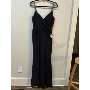 Xscape Black Beaded Straps Mesh Inset‎ Gown Size 10 $258 5298X thumbnail 3