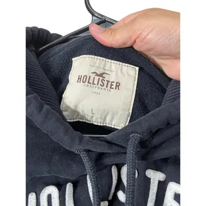 Hollister Navy Blue‎ Y2K Pullover Hoodie Logo Drawstring Front Pouch Pocket M thumbnail 3
